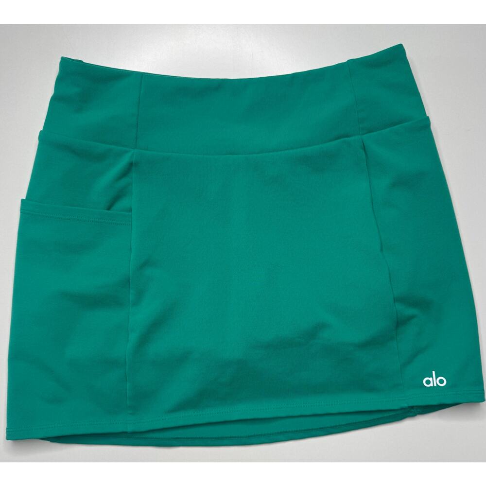 Alo Airbrush High-Waist Good Form Tennis Skirt - xs spruce green